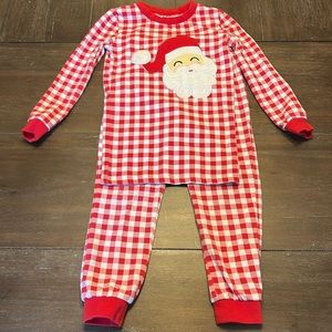 Classic Whimsy Christmas Santa Red/ White Check 2-Piece Pajama Set